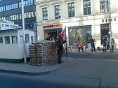 Checkpoint Charlie (it divides East Berlin from West Berlin)