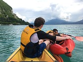 Kayaking on lake Annecy