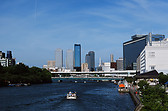 Osaka from the bridge of Okawa river