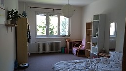 Big sunny room with balcony in peaceful flat, Prague, all inclus