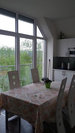 Quaint room with stunning views in sunny apartment.