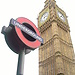 The Big Ben with the typical Underground sign