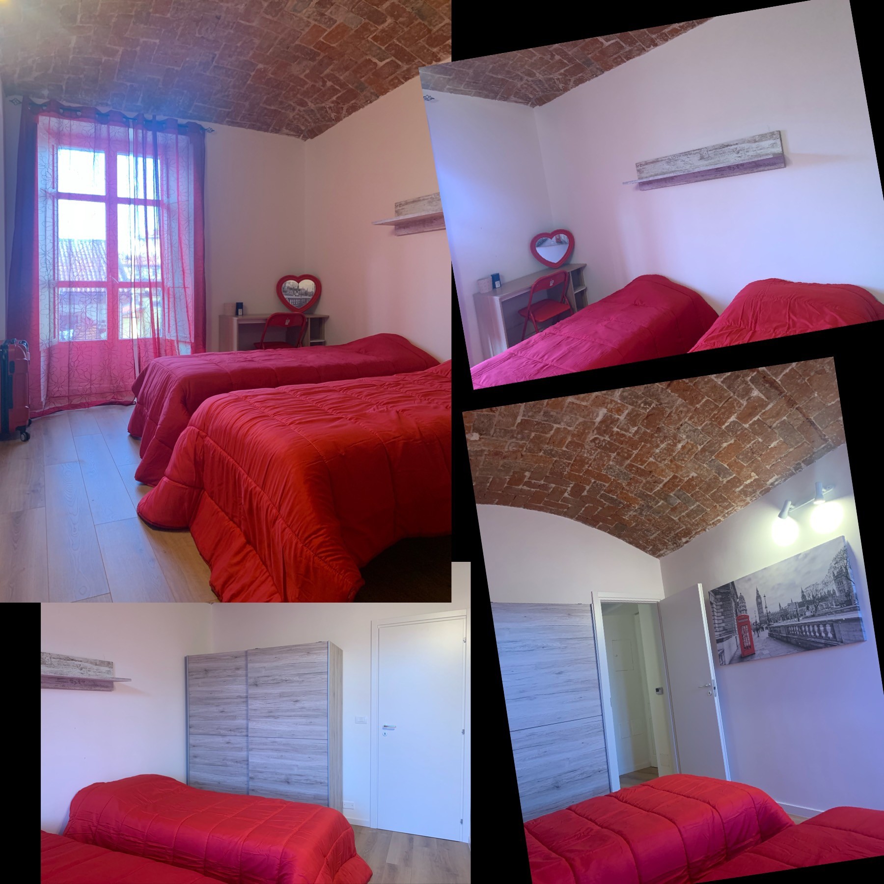 Cozy And Bright Red Double Bedroom For Female Students