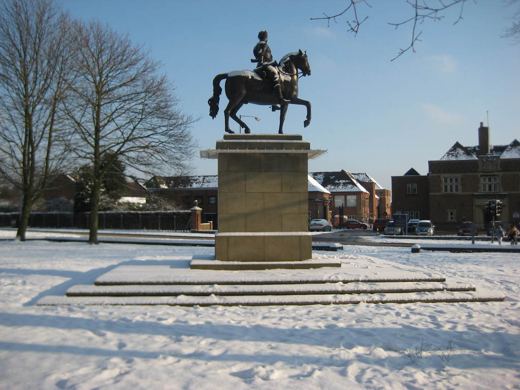 The statue under the snow