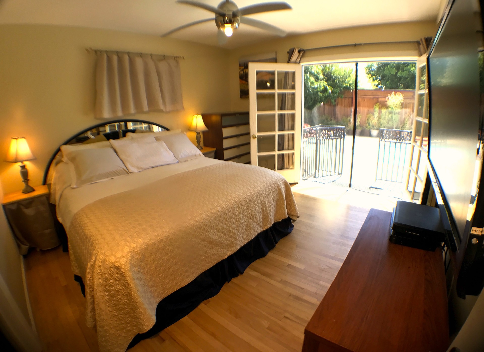 Master Bedroom French Doors Open To A Beautiful Pool And Soft Fountain Sounds To Sleep Room For Rent La Mirada