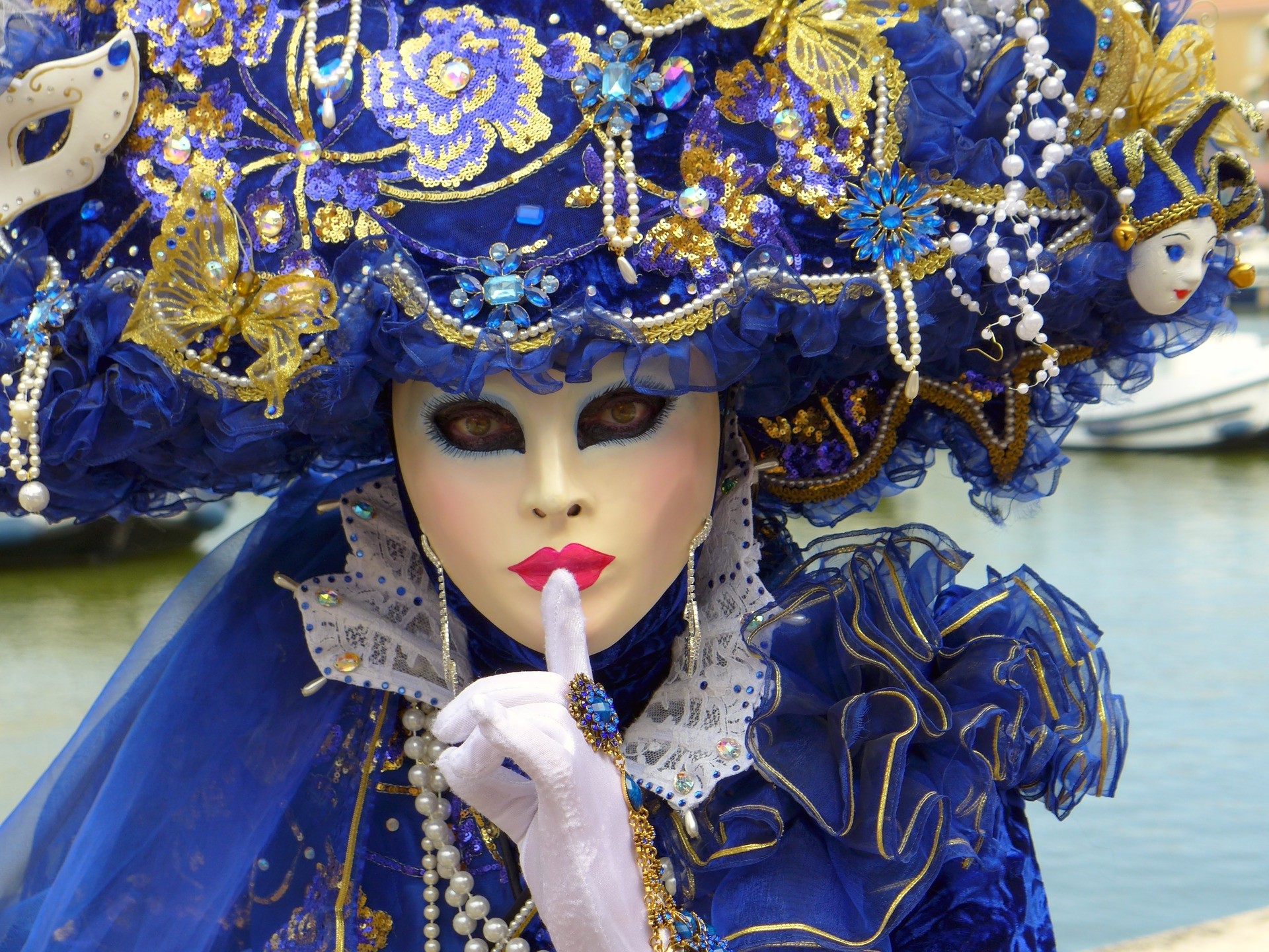 Carnevale Di Venezia, Italia Uomo in Cappello Di Tricorno E