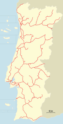 Mapa de Portugal de norte a sul