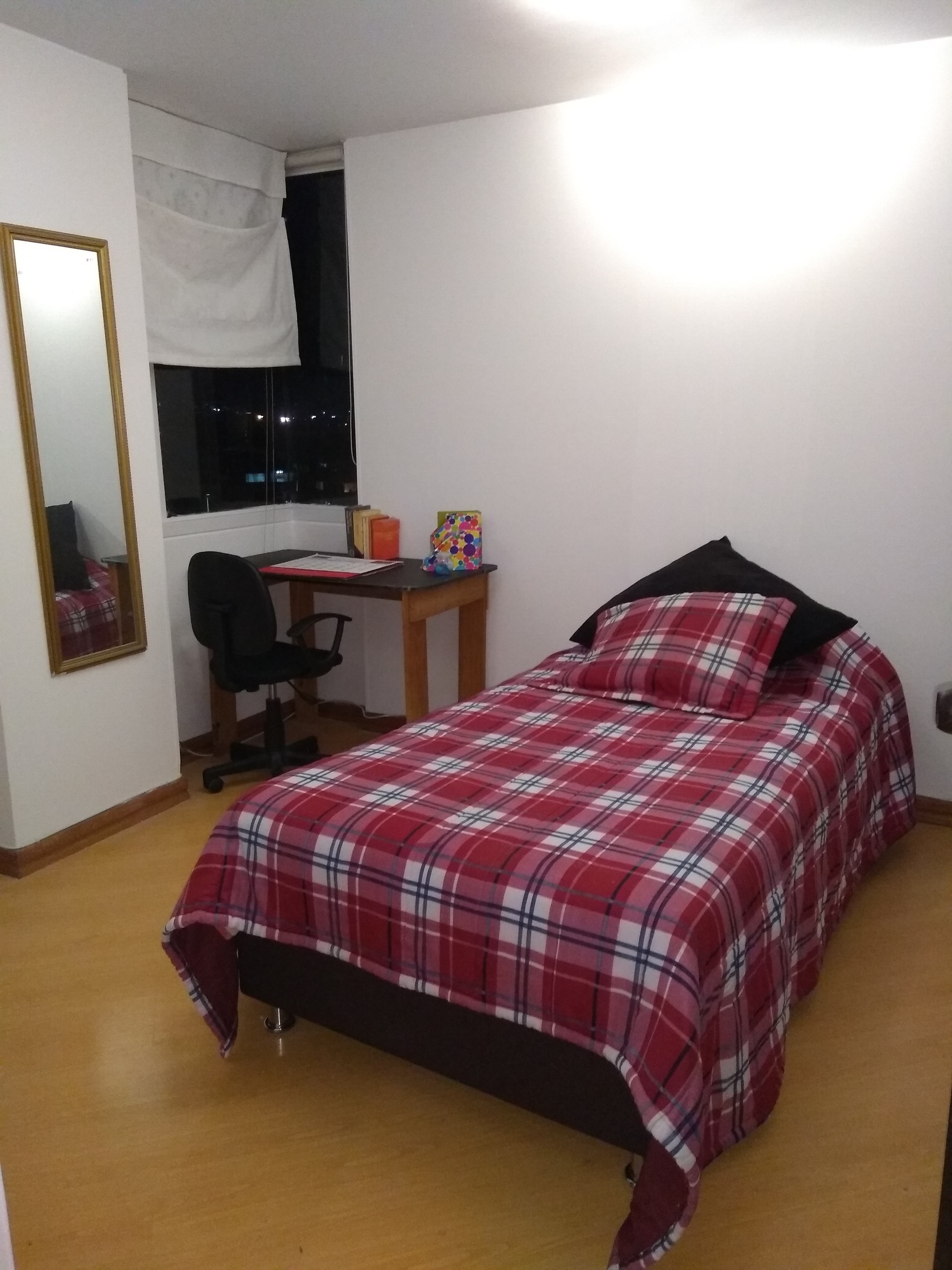 Habitacion amoblada amplia e iluminada, con excelente vista y ubicación