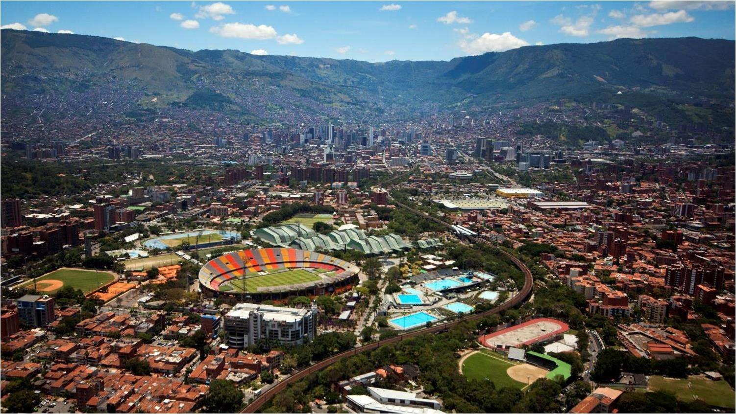 view of the laureles neighborhood with the stadium in the middle