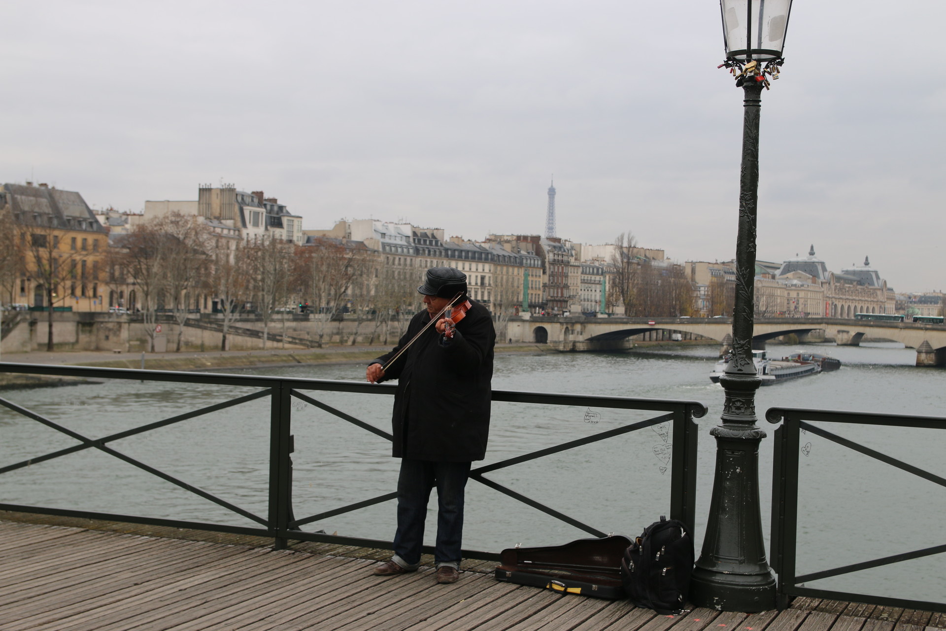 Seine River with a violinist