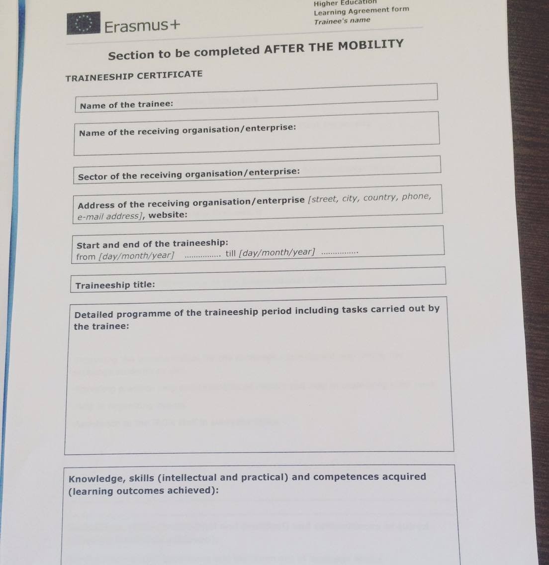 Week 21 Erasmus paperwork  Erasmus tips With Regard To erasmus bilateral agreement template